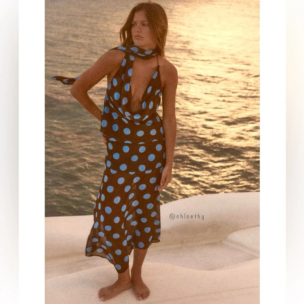 Zara POLKA DOT ASYMMETRIC SKIRT